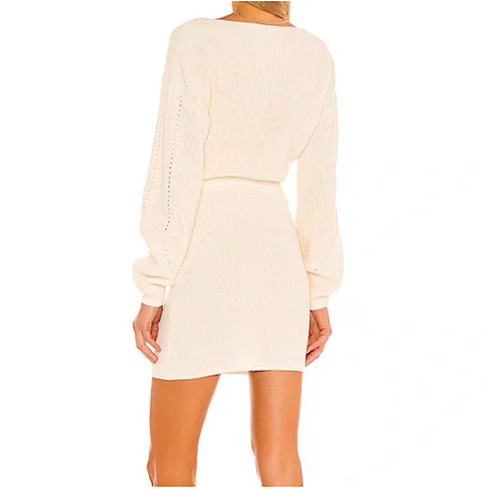 Tularosa Revolve Mia Cream Winter White Ivory Surplice Mini Dress Sz Large - Picture 2 of 14